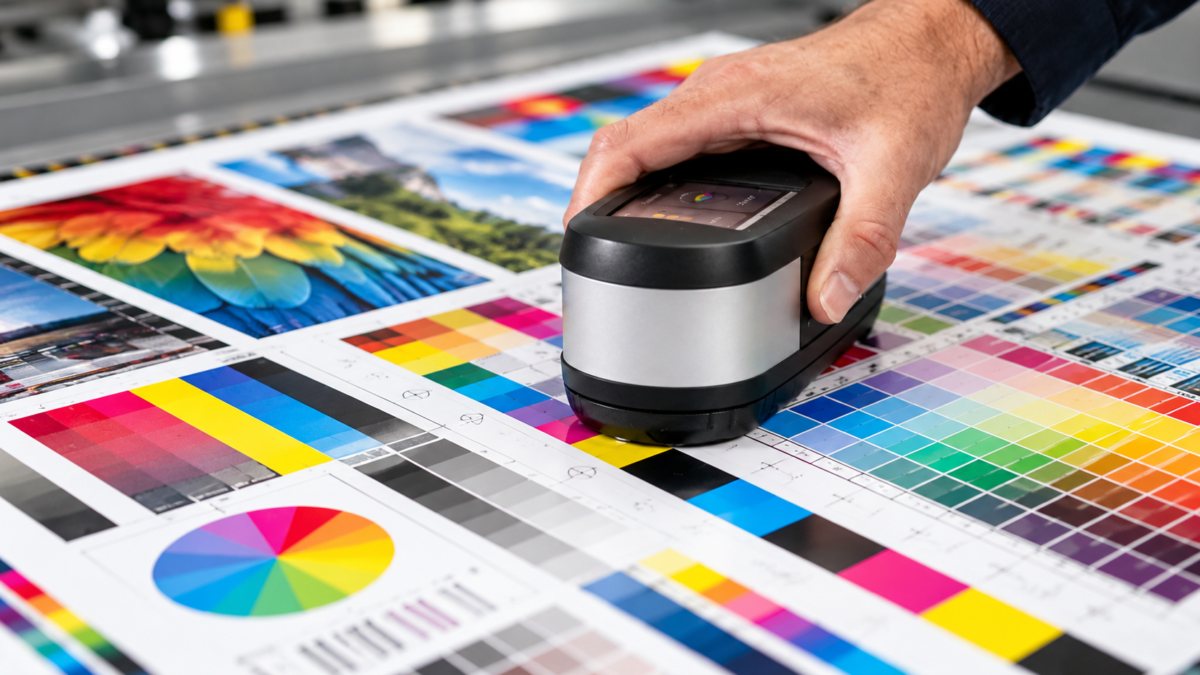 Spectrophotometer Measuring Color Test Sheet